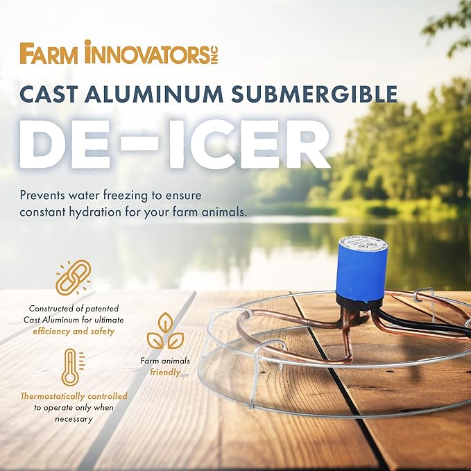 Farm Innovators H-429 1500 Watt Cast Aluminum Submergible Water Tank Deicer, Self Regulating Thermostat (4 Pack)