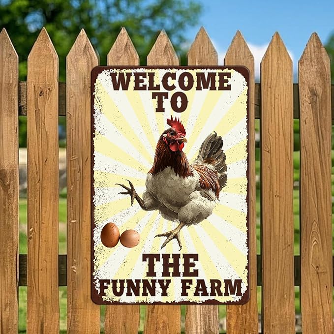 Funny Chicken Signs Welcome To Our Coop Chicken The Funny Farm Aluminium Sign Metal Chicken Signs Decor Home Ktichen Farm Are Wall 12x16 Inch Vintage Chicken Signs For Coop Metal Tin Poster