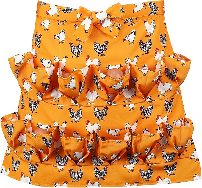 Egg Collecting Apron, 12 Pouches Chicken Egg Apron, Farmhouse Aprons for Chicken, Duck, Goose, Poultry Collection