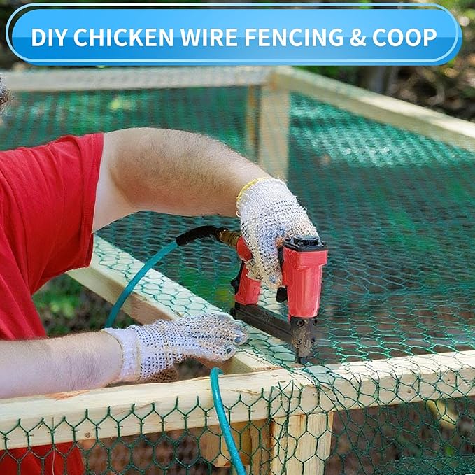 48'' x 150' Green Chicken Wire Fencing, 1 inch Chicken Wire and 19 Gauge Poultry Netting, Garden Mesh Fence Roll for Floral Arrangements/Crafts/Farm/Livestock/Pet Protection
