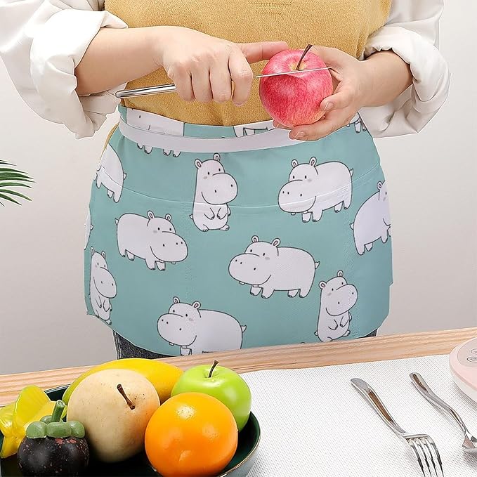 Unisex Half Waiter Waist Short Apron Waterproof Chef Works Waitress Aprons