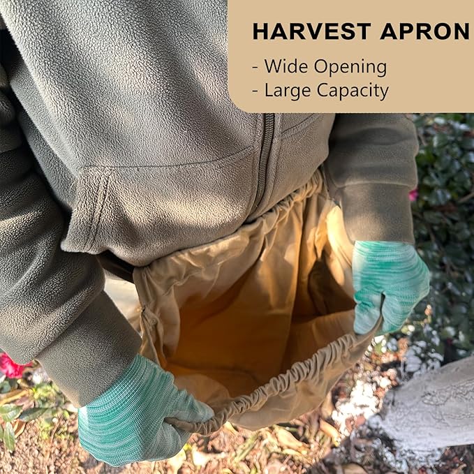 Adjustable Garden Apron with Storage Pouch for Harvesting, Fruit Picking, Vegetables, Hands-Free Design