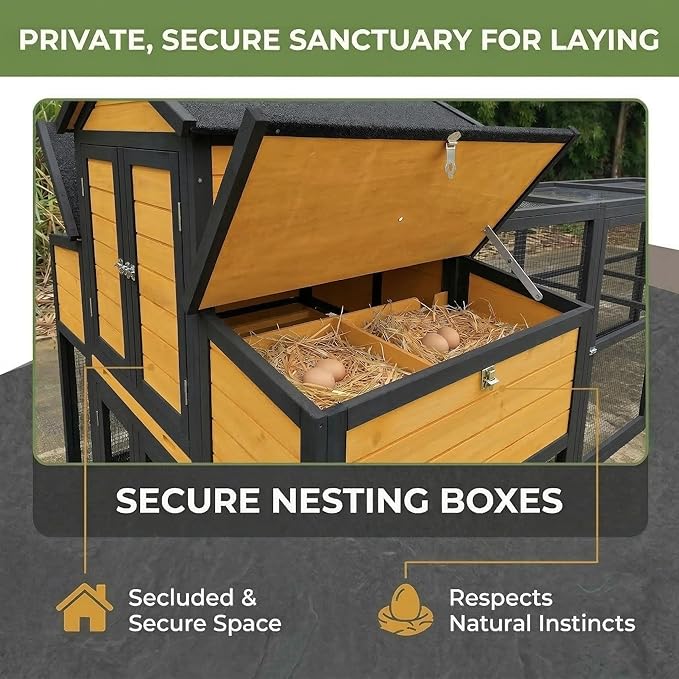 Predator-Proof Large Chicken Coop with Run for 4-8 Chickens | 150" Extra Large Wooden Hen House & Walk in Chicken Coop | Outdoor Duck Coop, Poultry Cage & Nesting Boxes | Jaulas para Gallinas