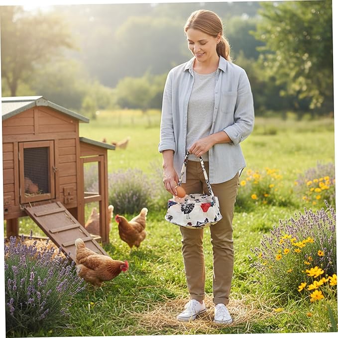 Egg Collecting Basket, Handheld Chicken Egg Holder with 7 Individual Bags for Gathering Fresh Eggs Safely from Coop to Kitchen| Chicken Holder