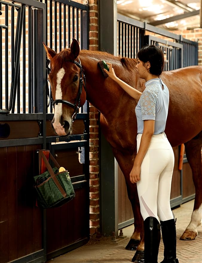 11-Piece Professional Horse Grooming Kit with Waterproof Tote Bag, Non-Slip Silicone Grip Brush Set, Curry Comb, Hoof Pick & Mane Comb Pasture Glow