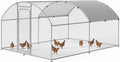 Large Metal Chicken Coop Walk-in Poultry Cage with Waterproof and UV-Resistant Cover, Outdoor Chicken Run Poultry Hen House for Backyard Farm Use,Dome Roof(10’ W x 13.2’ L x 6.4’ H)