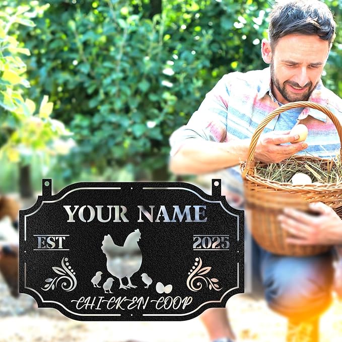 Custom Chicken Coop Signs, Personalized Funny Chicken Coop Signs, Custom Metal Farm Signs for Outdoor, Chick Hen House Sign Funny Farmhouse Outside Wall Decor Gift