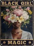 HARIKUIYIN Rutro Metal Tin Sign African American Novelty Plaque Poster Black Girl Magic Metal Poster Office Rustic Home Kitchen Bathroom Cafe Aluminium Sign Wall Decor 16x12 Inch