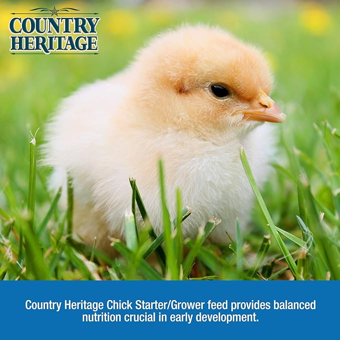 Country Heritage Medicated Chick Starter Grower Feed 5lbs - Complete Nutrition Crumble for Baby Chicks 0-16 Weeks, 18% Protein