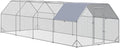 PawHut Large Chicken Coop Metal Chicken Run with Waterproof and Anti-UV Cover, Flat Shaped Walk in Fence Cage Hen House for Outdoor and Yard Farm Use, 1" Tube Diameter, 9.2' x 24.9' x 6.4'