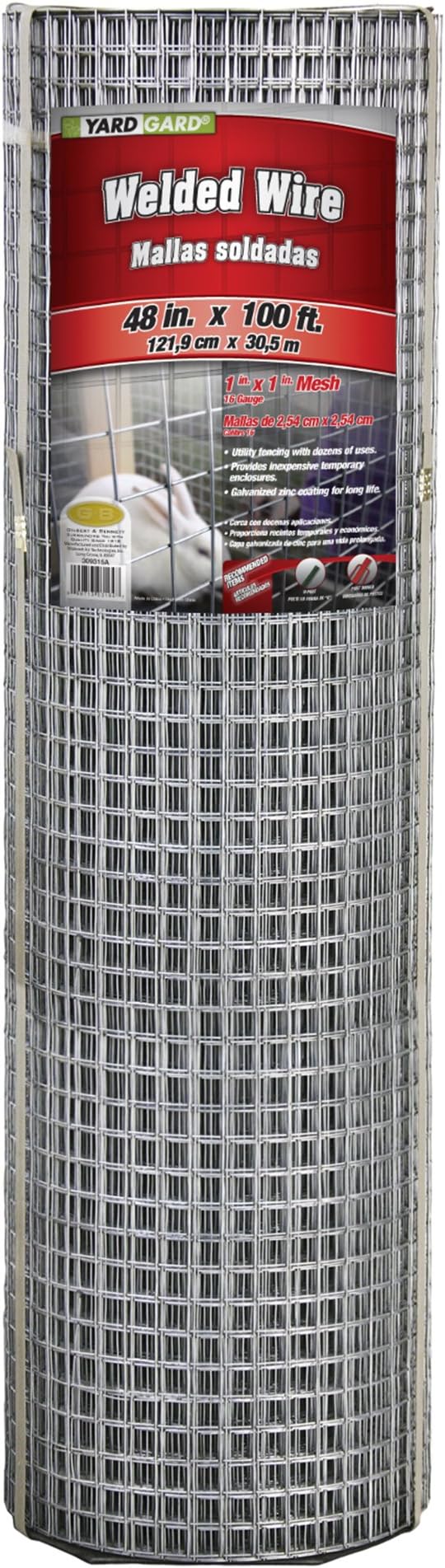 YARDGARD – 1 Inch Mesh Welded Wire Fence – 48 Inches by 100 Feet – 16 Gauge Galvanized Steel – for Animal Enclosures | Garden Protection | Rabbit Fencing and Property Security