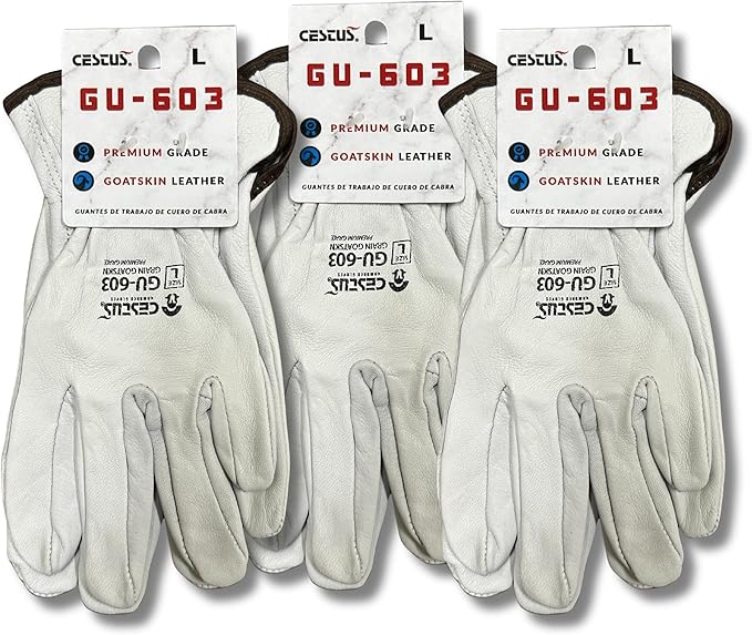 Cestus GU603, Goatskin Leather Work Gloves (1,3,12,120 Pairs)