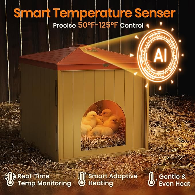 Smart Chicks Coop Heater,2026 Upgraded Chick Heater with Auto Temperature Controllers & Heat Circulating Fan, Winter Brooder House for Chicks,UL-Compliant,Safe for Bird,Little Animal