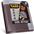 TICONN Heavy Duty Tarp Cover, Extra Thick Tarps Waterproof Tear and Rip Proof UV Resistant Tarpaulin with Reinforced Grommets and Edges (10 Mil, 20'×20')