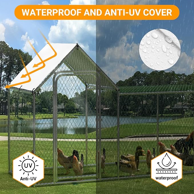 Chicken Coop Cover Waterproof Chicken Run Cover Coop Tarp Accessories for Winter Walk-in Poultry Cage for Outdoor Duck Rabbit Cage