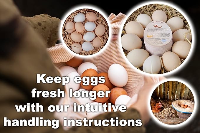250 Pcs Premium Fresh Farm Egg Handling Instruction Cards - 2.7 X 3.5 Inches - Egg Stamps for Eggs Care Egg Cartons Cheap Bulk - Egg Stamps for Fresh Eggs for Egg Cartons Reusable - Eggs Shape Style