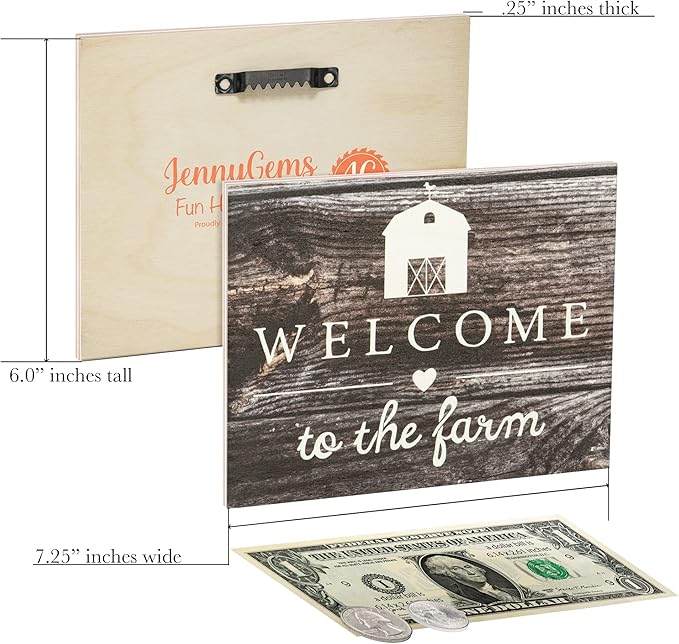 JennyGems Welcome To the Farm Wooden Sign, Barn Gifts, Rustic Farmhouse Decorations Wall Hanging, Gray Wash