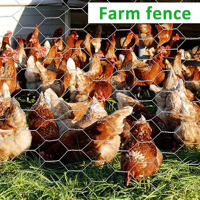 45 in X 100 ft Chicken Wire Fencing Metal Floral Chicken Wire Fence for Crafts 1 Inch Hexagonal Galvanized Poultry Wire Netting for Chicken Coop Barrier Rabbit Cage