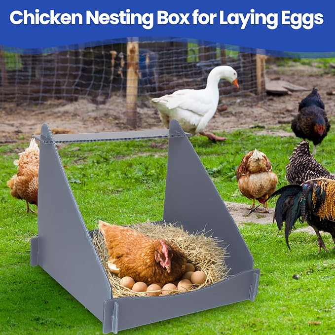 4 Pack Nesting Boxes for Chickens, Chicken Nesting Box for Laying Eggs, Durable Chicken Laying Nest Box for Hens, Ducks and Poultry, Gray