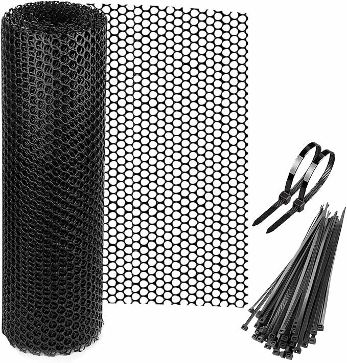 15.7 in x 19.7 FT Plastic Chicken Wire Fencing,Comes with 30 Twist Ties, Black Chicken Wire mesh,Poultry Netting,Poultry Fence,Chicken Wire for Crafts,Plastic Garden Fencing,Floral Chicken Wire