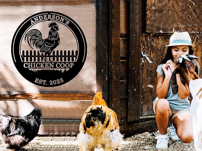Custom Chicken Coop Signs for Farm, Personalized Hen House Family Name Sign, Large Outdoor Wall Decor, Custom Farm Metal Signs, Rustic Farmhouse Decor, Farmers Presents