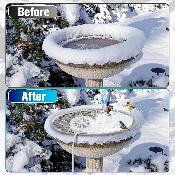 70W Heated Bird Bath for Outdoors in Winter - Cast Aluminum Submersible Thermostatic Control Heated Chicken Waterer with Auto Shut Off,Energy Efficient for Patio Yard,Garden,Chicken coop,Pond