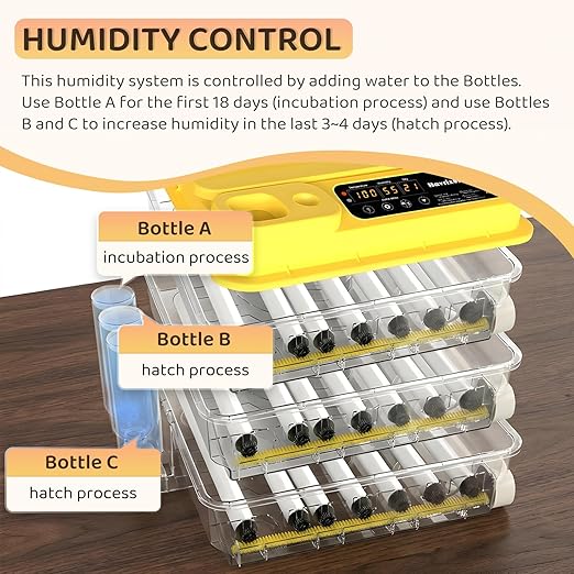 216 Egg Incubator for Hatching Eggs with Fully Automatic Egg Turning, Humidity Control by Bottles, Incubators for Chicken, Ducks, Quail, and Other Poultry Eggs, 360° View with Clear Window