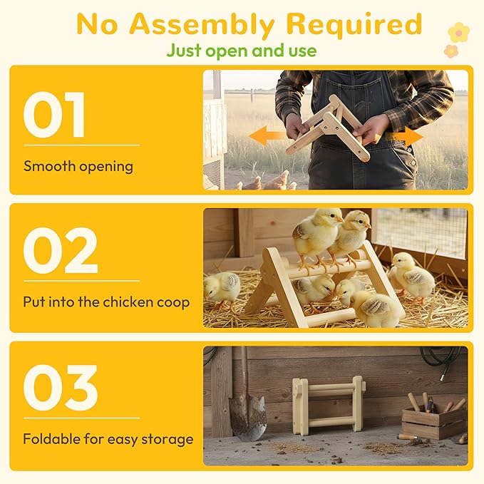 Innoland Chick Perch Foldable, Chick Toys Stable & No Assemble, Baby Chick Toys for Stand Training, 8.27" × 7.68" × 4.92" Roosting Perch for Chicks Brooder | Coop (S)