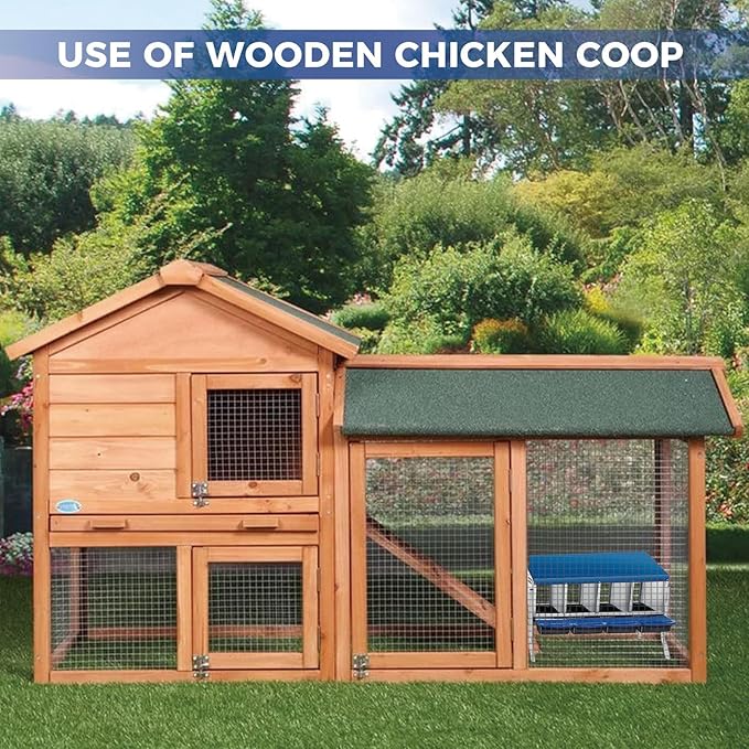 Garvee Chicken Nesting Boxes, 4 Hole Roll-Away Nesting Boxes for Chickens Coop with Perch, Hens, Ducks & Other Poultry,Egg Laying Box with Lid Cover to Protect Eggs,Easy to Assemble
