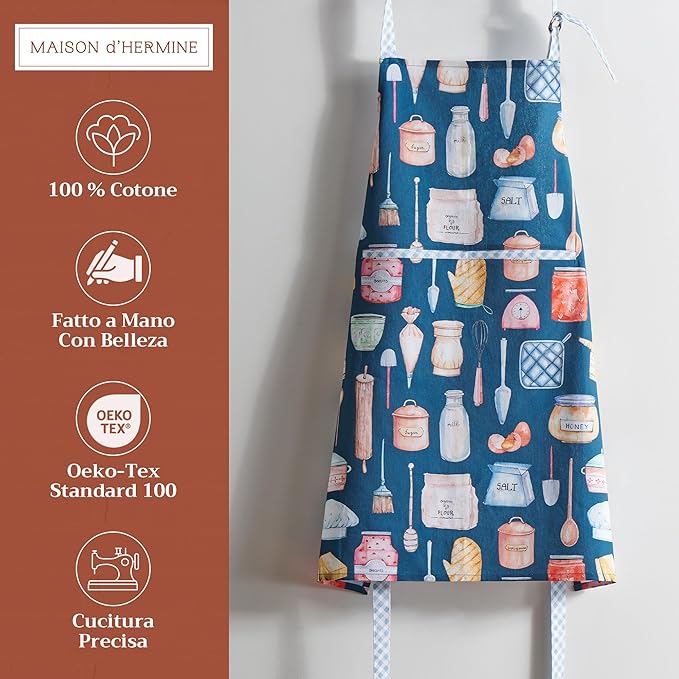 Maison d' Hermine 100% Cotton Apron for women with Pocket Kitchen Chef Apron for Men Cooking Easter Decorations