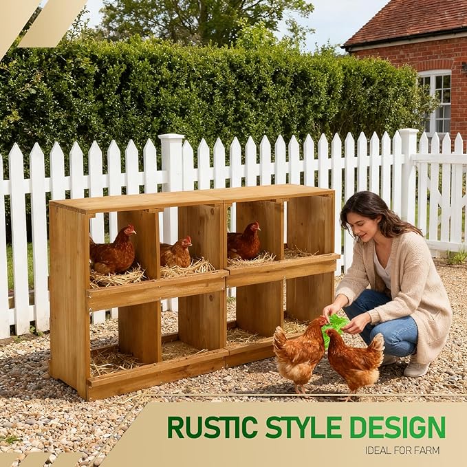 Outvita Nesting Boxes for Chickens 8 Compartments, Wood Chicken Nesting Box Wall Mount, Versatile Use Nest Box for Chicken Coop, Easy to Assemble for Chickens, Hens, Ducks
