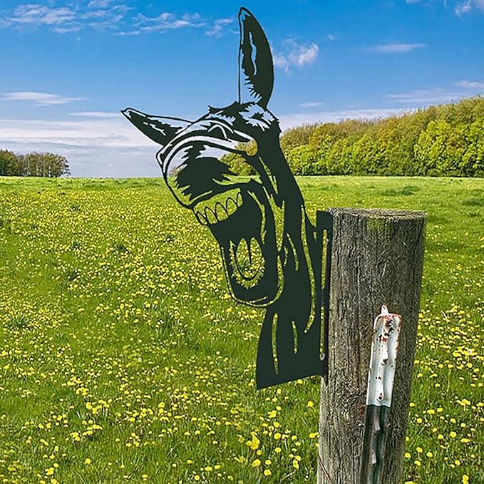 Farm Peeping Cow Metal Art Outdoor Decor Garden Fence Decoration, Farmhouse Backyard Hang Artwork Wall Decor, Outdoor Yard Patio Lawn Statue Gift for Loved Dad Grandpa (Mouse)
