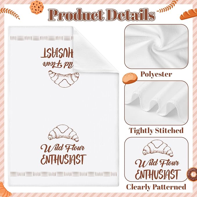 GROBRO7 Funny Sourdough Hand Towel - 6Pcs Fun Bake Bread Kitchen Dish Towels Soft Polyester Cleaning Dishcloth for Home Dining Room Restaurant Bath Decor Baking Gifts for Baking Lovers Women Hostess