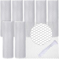 Landical 6 Rolls Plastic Chicken Wire Fencing Mesh 15.7 in x 10 ft Each Plastic Mesh Fence with Zip Ties Hexagonal Poultry Netting Garden Fencing Cat Fencing and Bird Netting(White)