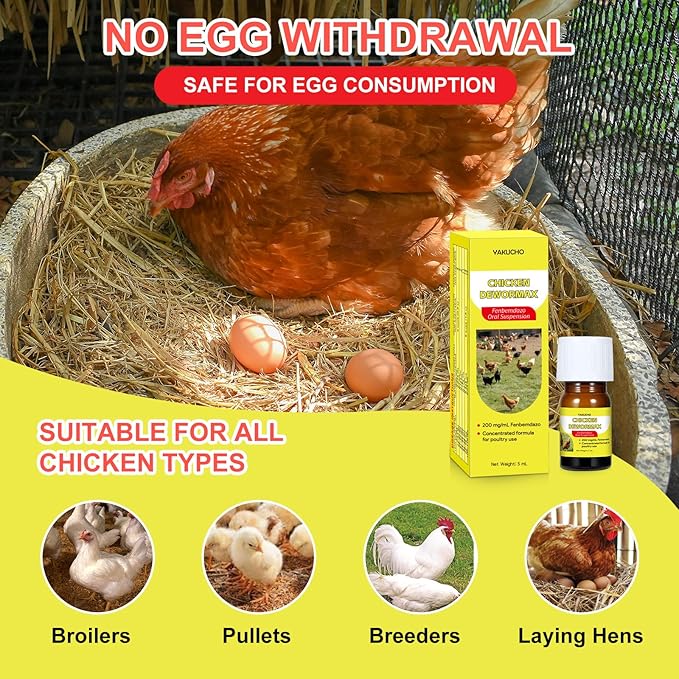 Yakucho Dewomax for Chickens, Digestive Support Liquid - Natural Gut Balance Formula for Chickens, Egg Safe, Easy to Aadminister – 5 mL