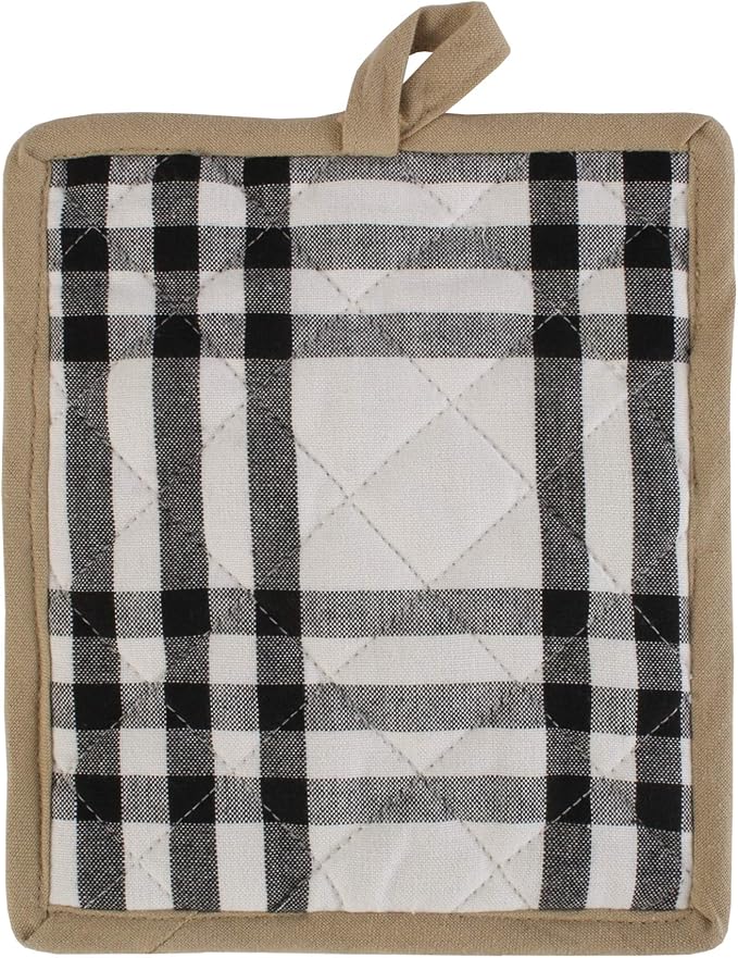 DII Home Sweet Farmhouse Kitchen Collection, Potholder/Oven Mitt/Dishtowel Set, Black, 4 Count
