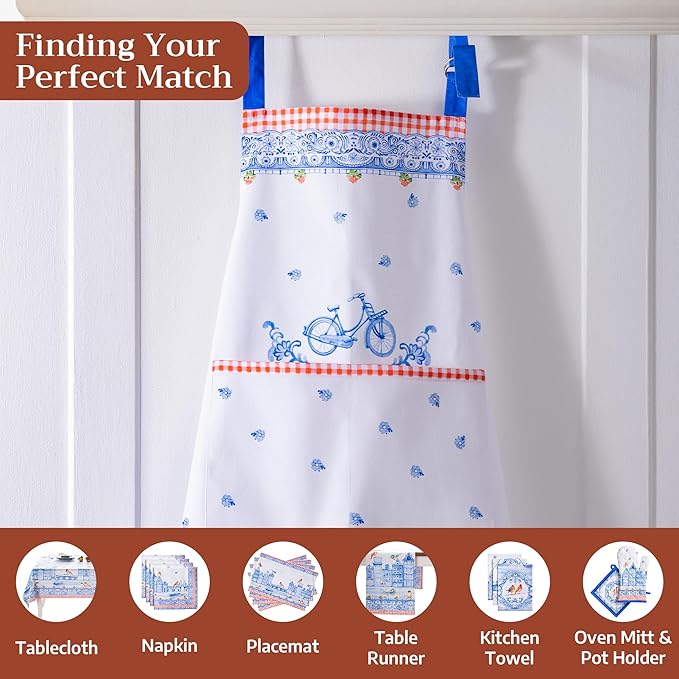 Maison d' Hermine 100% Cotton Apron for women with Pocket Kitchen Chef Apron for Men Cooking Easter Decorations