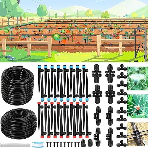 Drip Irrigation System Kit – 2026 New Quick-Connect Garden Watering System with 46FT 1/2'' Tubing Automatic Watering & Misting System for Greenhouses,Yards,Lawns,Gardens, Raised Beds