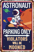 Astronaut Parking Only-Tin Signs Vintage Space Bedroom Decor for Boys,Funny Space Themed Decor Sign Space Themed Gifts for Boys,Space Them Bedroom Decor 8x12 Inches