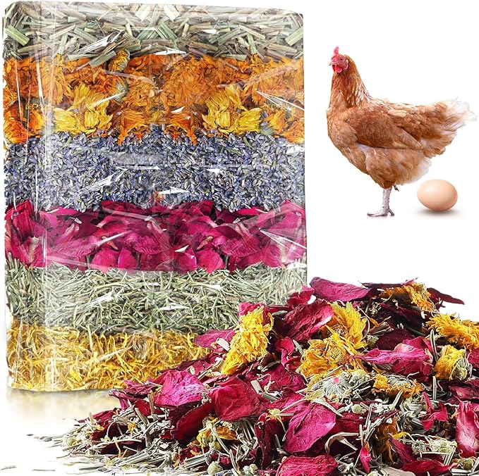 21Oz Chicken Nesting Herbs (1.3 Pounds), 6 Natural Dried Nesting Herbs for Chicken Coop, Aromatic Hen Feed Supplies in Vacuum Packaging for Nest Box/Dust Bath