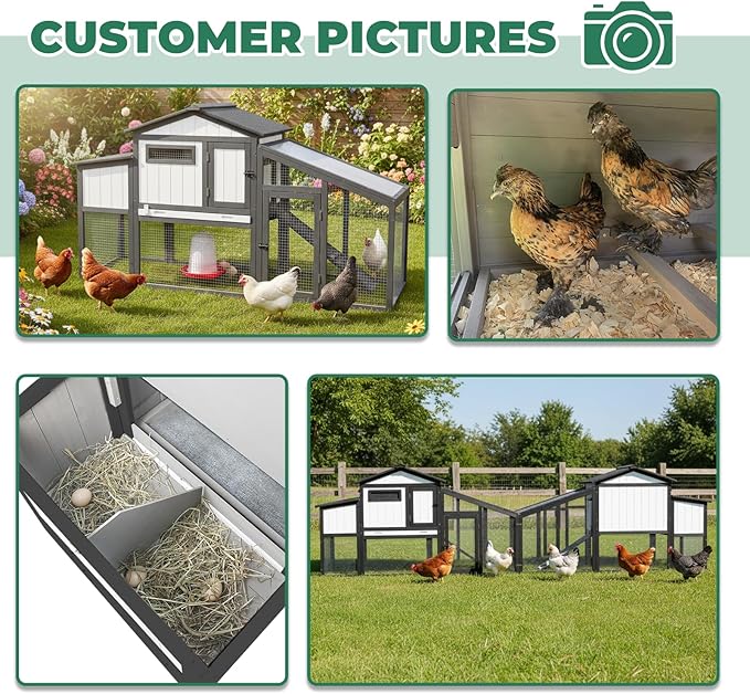 131" L Large Chicken Coop with Run, Wooden Chicken Hen House with 4 Nesting Box, UV-Resistant Roof, Pull Out Tray, Outdoor Rabbit Hutch Poultry Cage for Chickens Duck Bunny