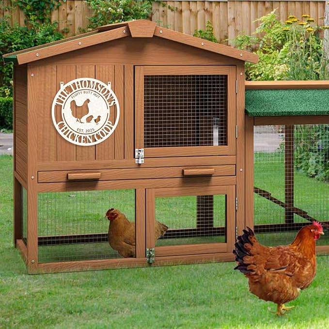 Personalized Chicken Coop Signs, Metal Funny Farm Decor, Chicken Coop Accessories, Metal Outdoor Wall Art, Custom Hen House Sign, Rustic Farmhouse Wall Decor for Farm Yard Garden Color08