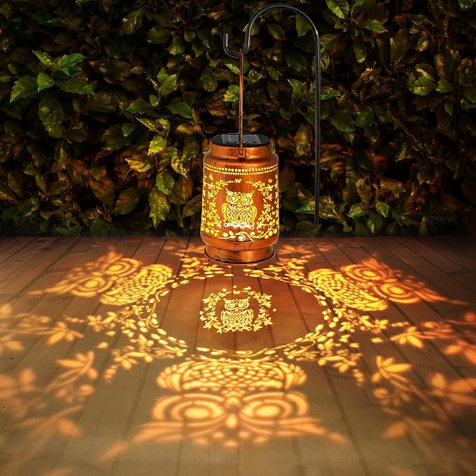 Solar Lanterns Outdoor Garden Decor,Birthday,Retirement Owl Gifts for Women, Mom, Grandma, Friend, Thanksgiving, Decorative Waterproof Hanging LED for Yard, Patio, Lawn, Landscape, Backyard