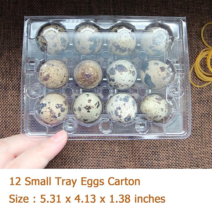 Quail Egg Cartons 100 Pack,Plastic Quail Egg Holder 12 Tray of Small Quail Eggs Storage Holders,Cheap Bulk Quail Egg Container for Refrigerator
