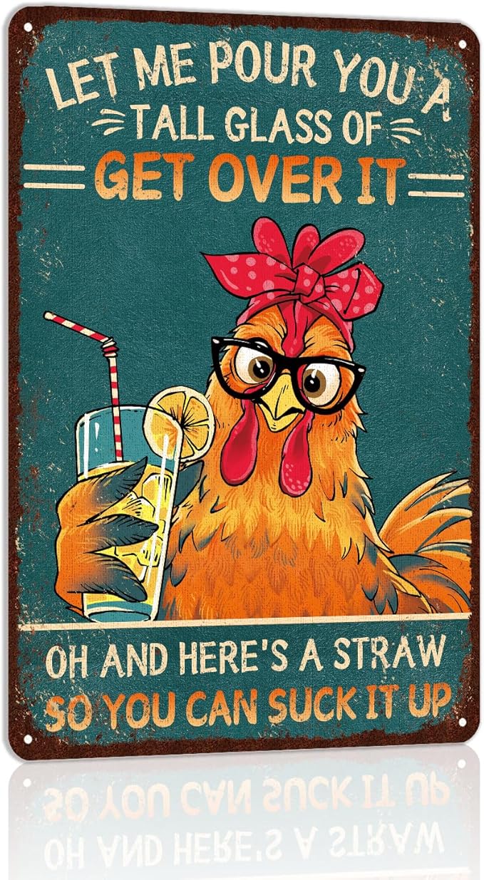 Vintage Chicken Coop Wall Decor farmhouse Metal Tin Sign Funny Chicken Sign