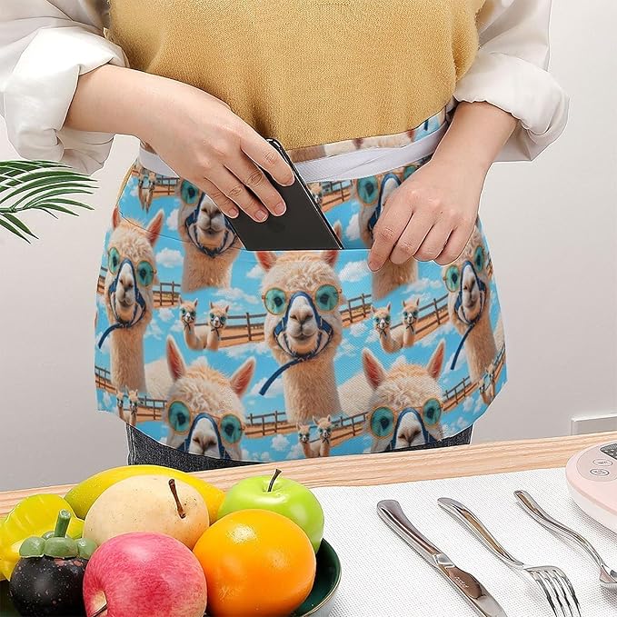 Half Apron with 3 Pockets Chef Cooking Kitchen Restaurant Aprons for Women Men