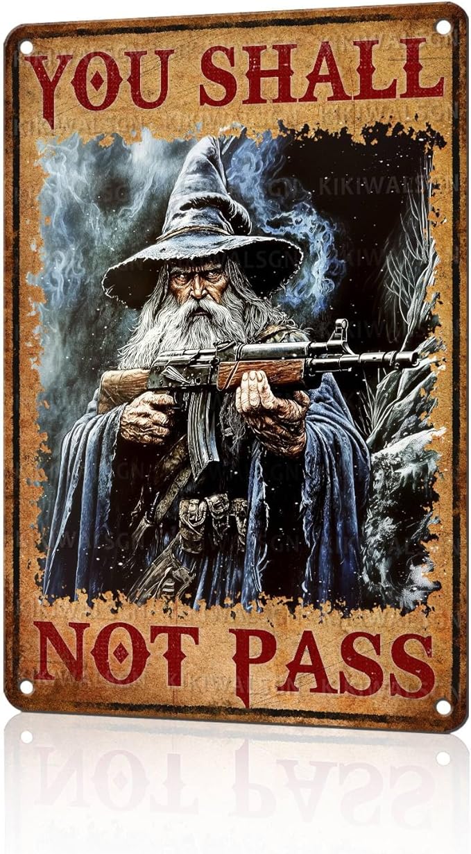 Vintage Witch Tin Sign You Shall Retro Metal Poster Not Pass Funny Gun Wall Art Cafe Office Wall Decorations for Home Bar Pub Club Cafe Shop Man cave Kitchen 12 * 8 In