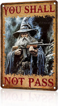 Vintage Witch Tin Sign You Shall Retro Metal Poster Not Pass Funny Gun Wall Art Cafe Office Wall Decorations for Home Bar Pub Club Cafe Shop Man cave Kitchen 12 * 8 In