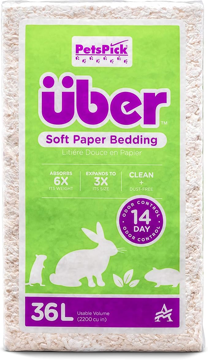 PETSPICK Uber Soft Paper Pet Bedding for Small Animals, White, 36L