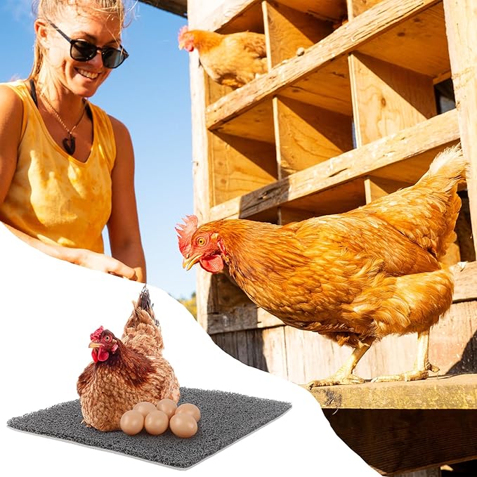 12 Pcs Nesting Pads for Chicken Coop, 12x12 Inch Washable Plastic Nesting Box Liners with 6 Fake Eggs, Reusable Laying Mats for Hens, Chicken Coop Accessories
